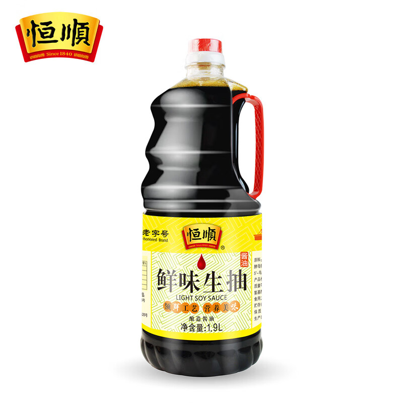 【LJ】恒顺酿造酱油鲜味生抽酱油炒菜烹饪凉拌生抽非转基因大豆鲜味生抽1.9L 1桶装