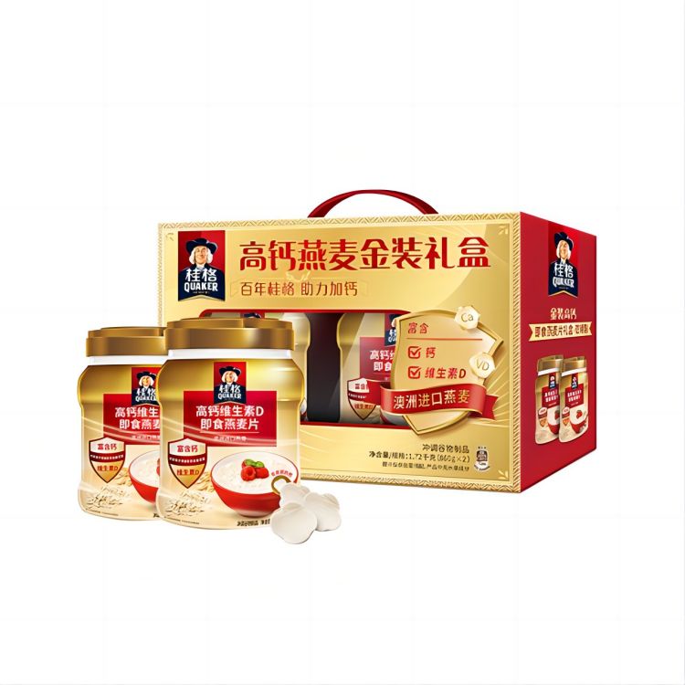【XJ】礼盒装 桂格高钙维生素D即食燕麦片内含860克*2罐