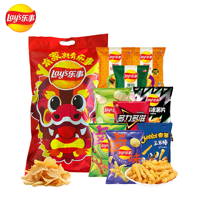 【ZK】LAY'S 乐事好嗨哟薯片/大波浪/红薯片/香芋片/玉米棒（有家乐事礼袋）518g