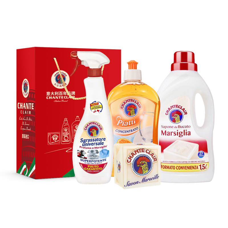 【KY】大公鸡礼盒套装四件套(油污净+洗洁精+皂+洗衣液)600ml+500ml+300g+1500ml