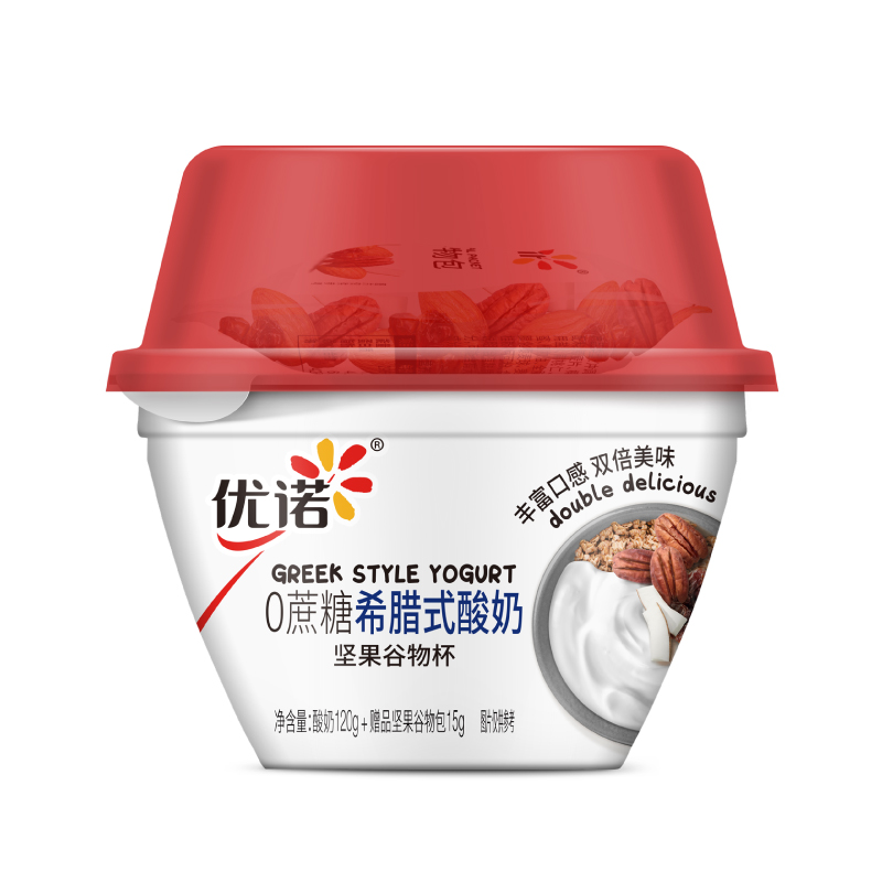 【YN】优诺0蔗糖希腊酸奶135g*8杯高蛋白坚果谷物包代餐饱腹原味酸奶
