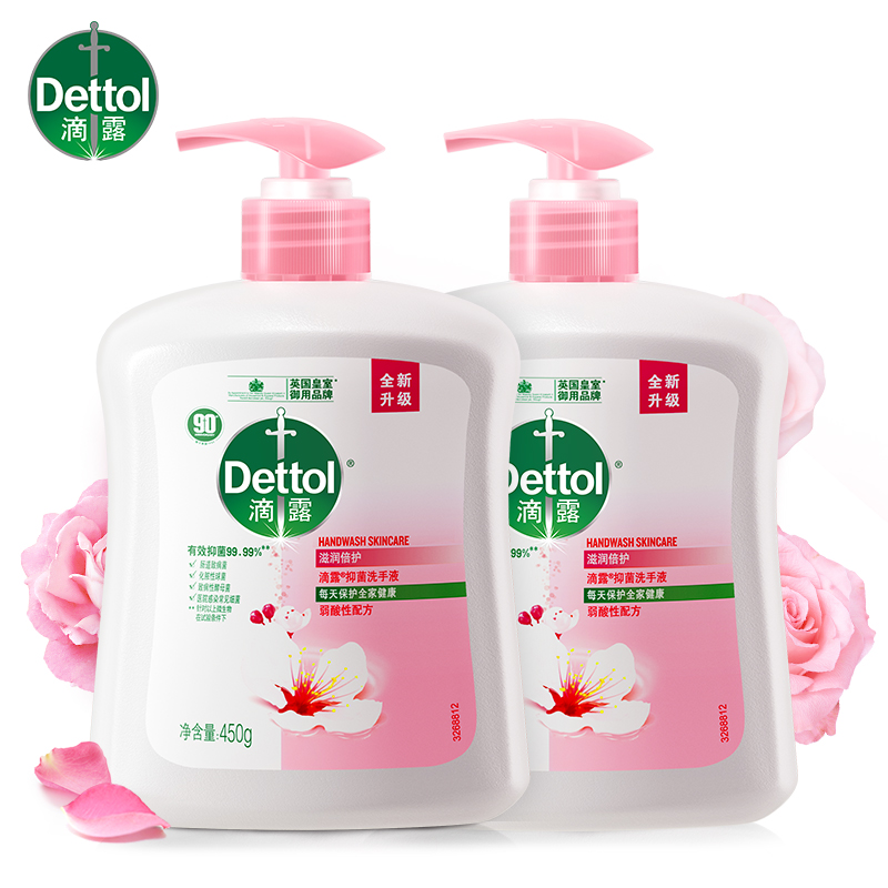 【LJ】滴露（Dettol）洗手液 清香家用滋润清洁 滋润倍护450g+450g两瓶装