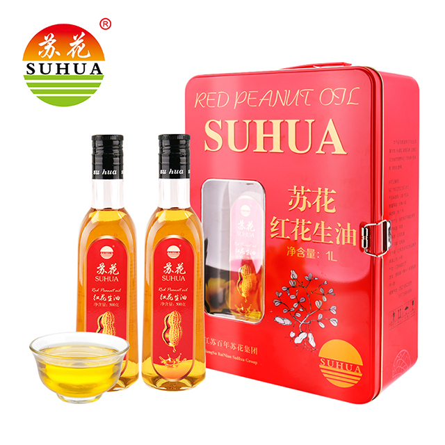 产地直发-江苏泗阳苏花红花生油铁箱礼盒 500g*2瓶