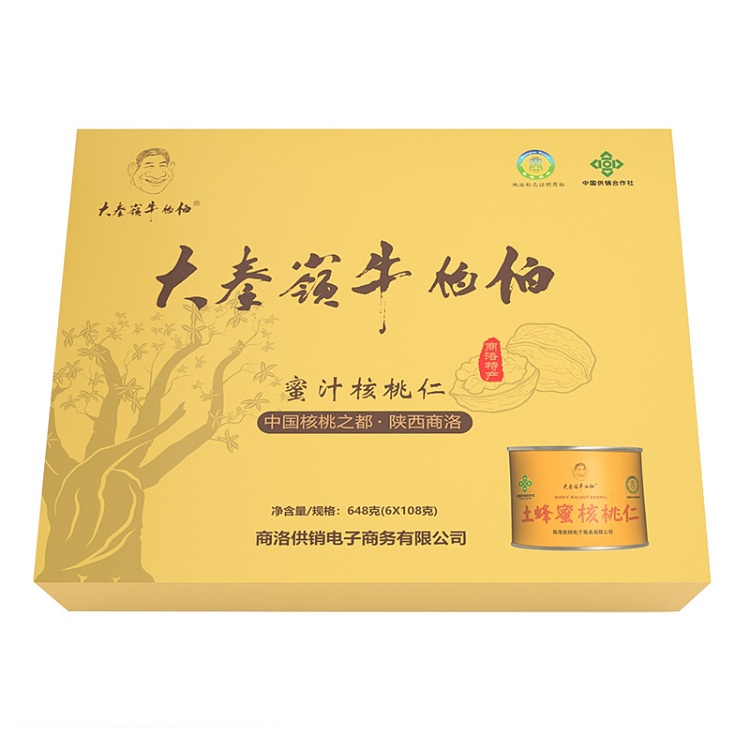 产地直发-陕西商洛大秦岭牛伯伯土蜂蜜核桃仁礼品盒108克*6