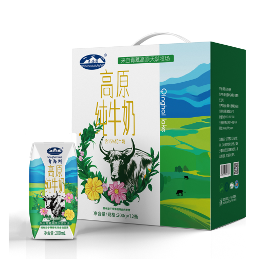 产地直发-青海湖高原纯牛奶（含有15%牦牛奶）1*200ml*12
