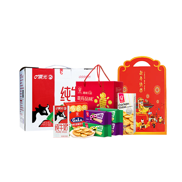 嘉顿/晨光-饼干牛奶对联红包福运嘉品春节套餐480g+2.4L