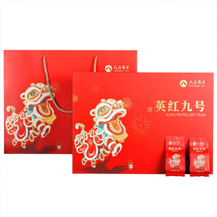 八百秀才茶叶 英德红茶英红九号中国狮礼盒200g（单位：盒）