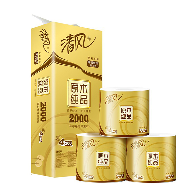 清风 四层金装卷筒卫生纸-200克 10卷/提