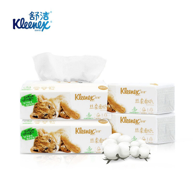 舒洁/Kleenex爱地球系列丝柔120抽 0563-10抽纸 4包/提