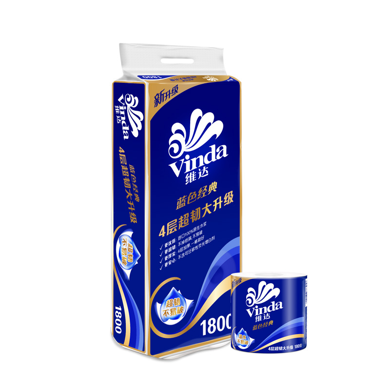 维达 4层180克 超韧 蓝色经典升级 卫生卷纸（10卷装） 1800g