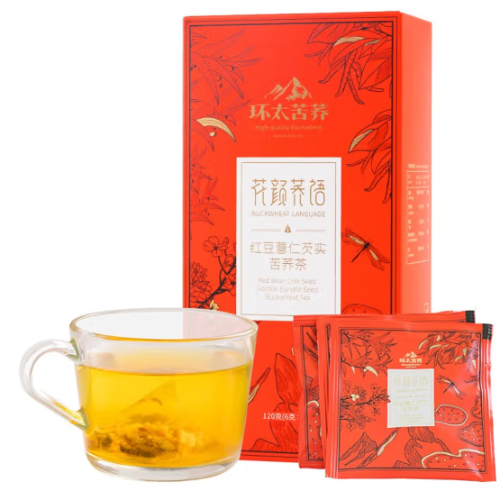 环太苦荞花颜荞语 红豆薏仁芡实苦荞茶赤小豆薏芡组合花茶独立小袋装 红豆薏仁苦荞茶120g*1盒
