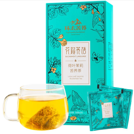 环太苦荞花颜荞语 红豆薏仁芡实苦荞茶赤小豆薏芡组合花茶独立小袋装 荷叶茉莉苦荞茶120g*1盒