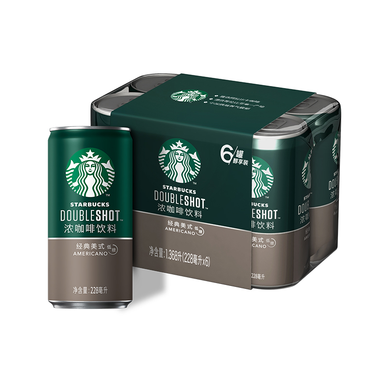 星巴克星倍醇（经典美式）咖啡饮料228ml*6罐/组