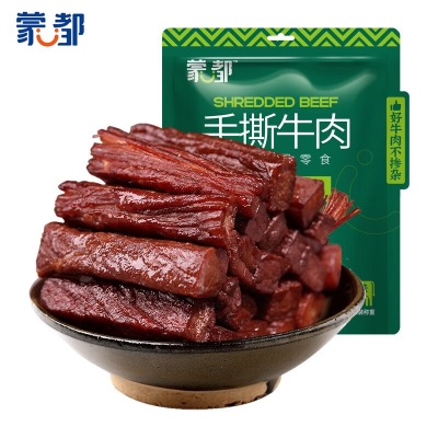 蒙都 内蒙古风干牛肉干250g香辣味-五成干（偏软）