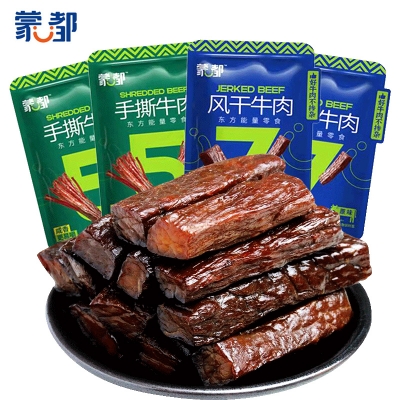 蒙都 内蒙古风干牛肉干250g孜然味-七成干