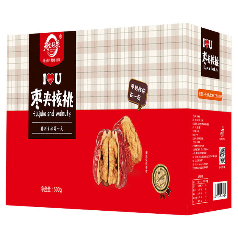 天生好果  礼盒  红枣夹核桃500款