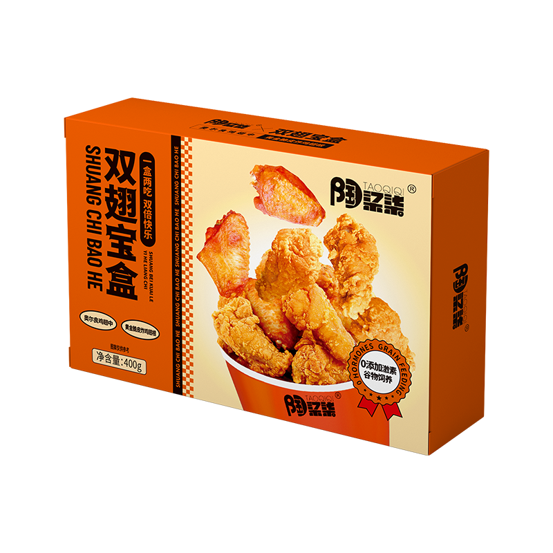 陶柒柒双翅宝盒400g*3盒奥尔良鸡翅皮焦肉嫩 黄金脆皮炸鸡翅根脆皮酥香半成品