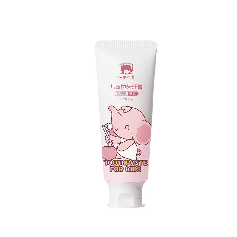 红色小象儿童护齿牙膏（盾）60g 桃子味花盒版 低氟3-12岁适用
