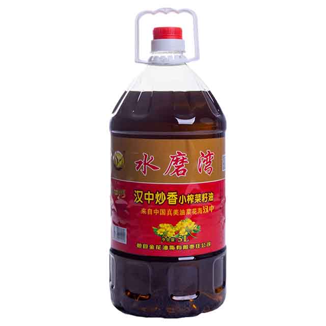 陕西汉中市水磨湾无调合无添加炒香小榨菜籽油5L/桶