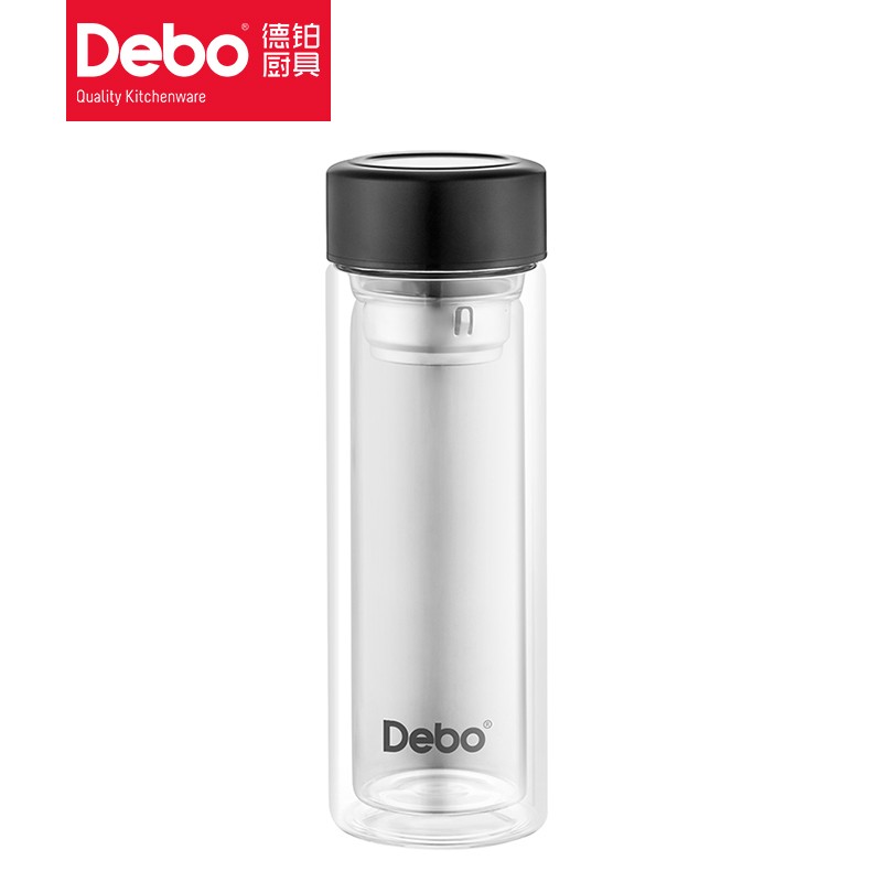 Debo德铂  洛佩斯茶水分离双层泡茶水杯便携泡茶杯 （320ml，黑色，DEP-787 ）