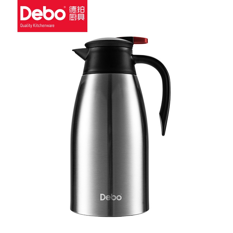 德铂Debo 水壶304不锈钢真空保温壶2L 不锈钢色DEP-680