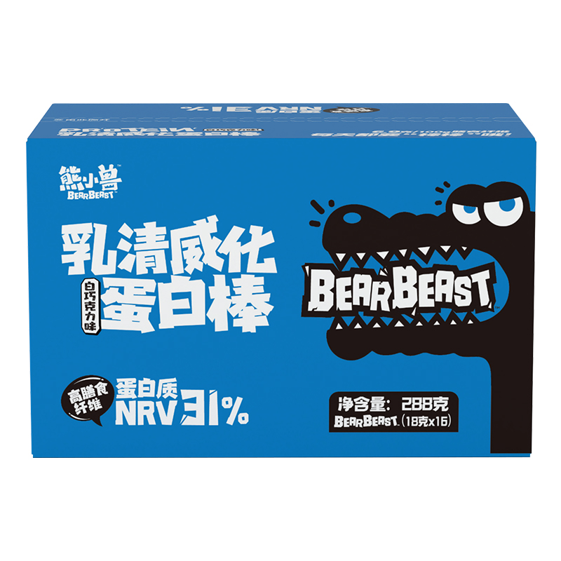 熊小兽 白巧味蛋白棒288g