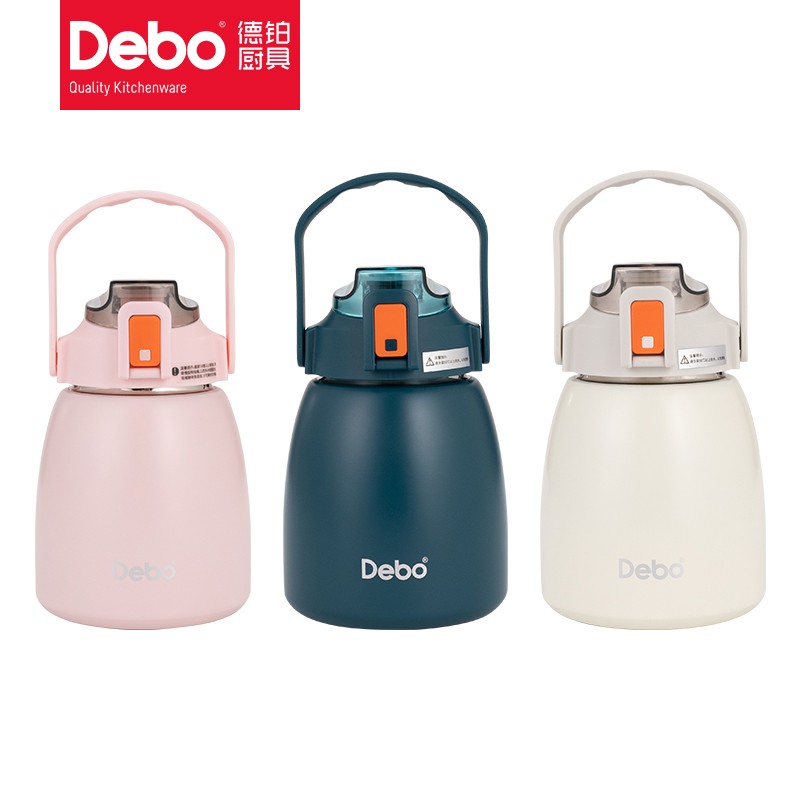 Debo德铂 保温杯女便携水杯子学生儿童大容量网红大肚杯 900ML （颜色随机发 DEP-DS305）