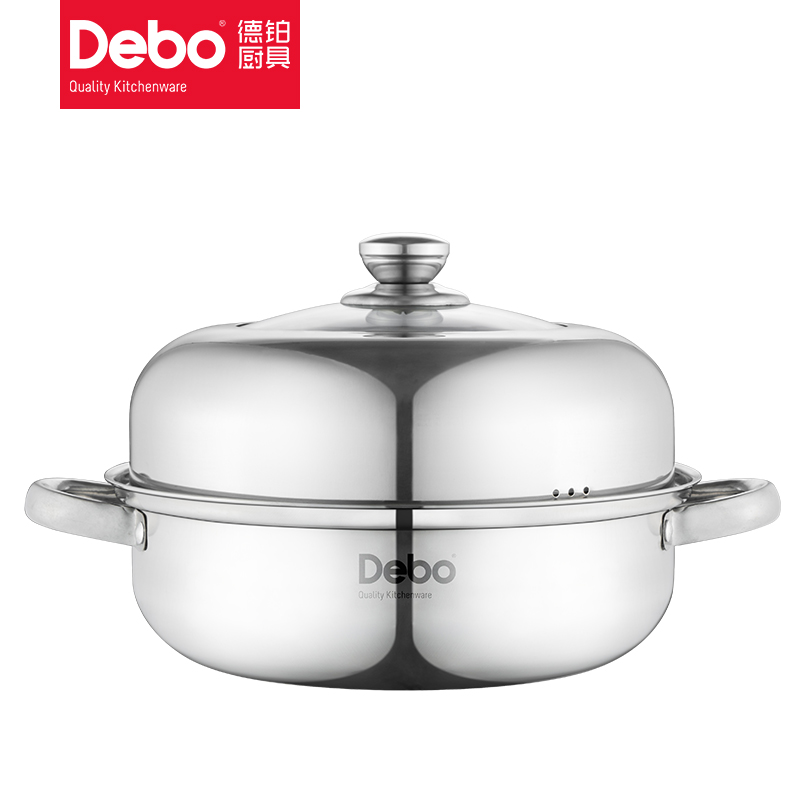 Debo德铂  柏林公爵蒸锅汤锅不锈钢多用锅（26cm，银色，DEP-04）