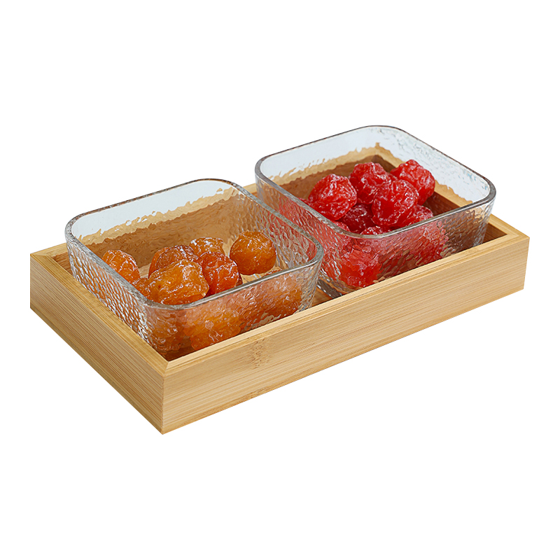 青苹果 日式分格零食盘2只碗带托盘