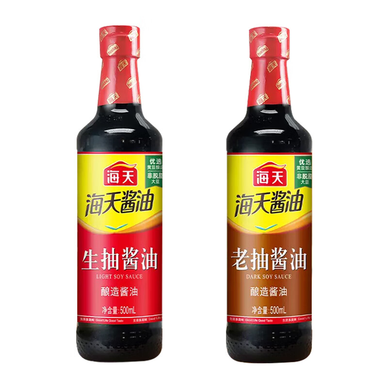 海天老抽酱油500mL(PET瓶)*1+生抽酱油500mL(PET瓶)*1