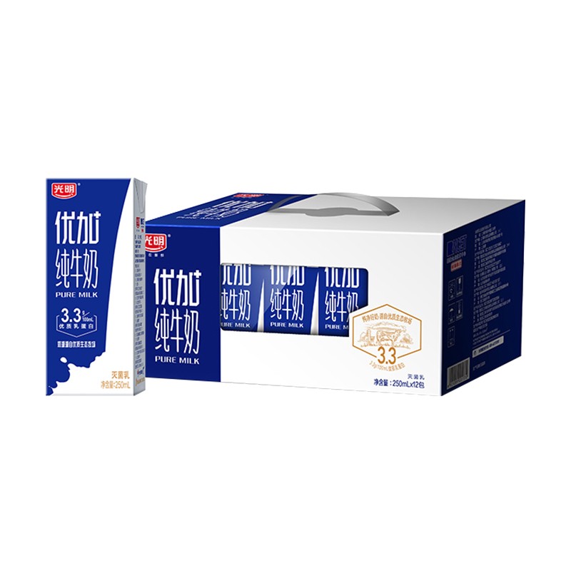 光明 优加蛋白纯牛奶礼盒 250ml×12
