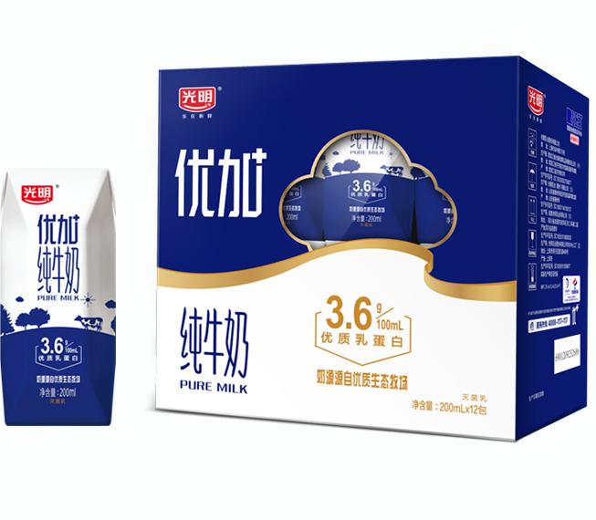 光明 优加蛋白纯牛奶钻石装 200ml*12