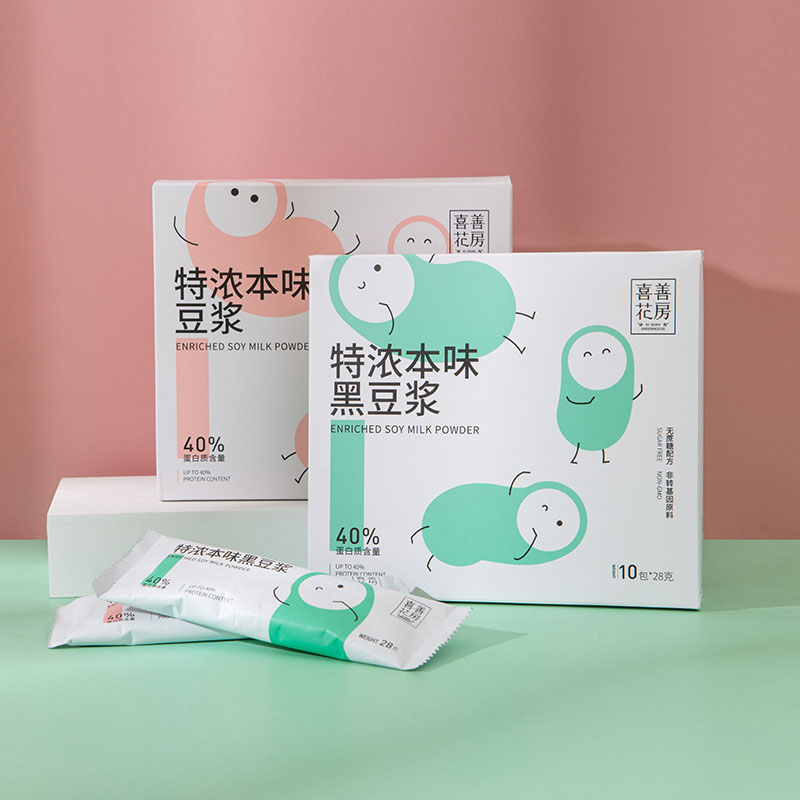 QZ喜善花房本味豆浆粉不加糖高蛋白黄豆奶黑豆纯豆浆粉孕妇早代餐280g/盒
