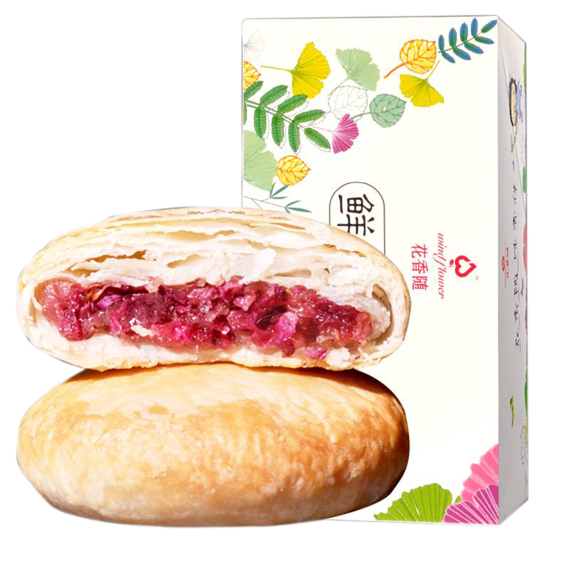 QZ地方特产网红小零食云南经典玫瑰鲜花饼500克（50g*10枚）