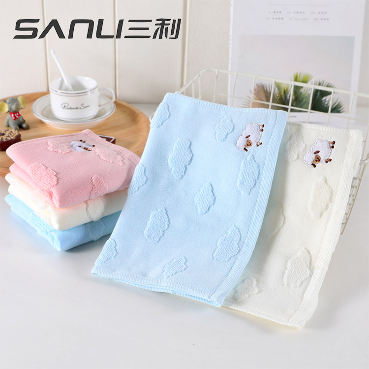 QZ三利 7072 纯棉素色无捻卡通毛巾3条装 25×50cm 儿童洗脸面巾 三色混搭 无捻卡通毛巾 3条装（颜色随机）
