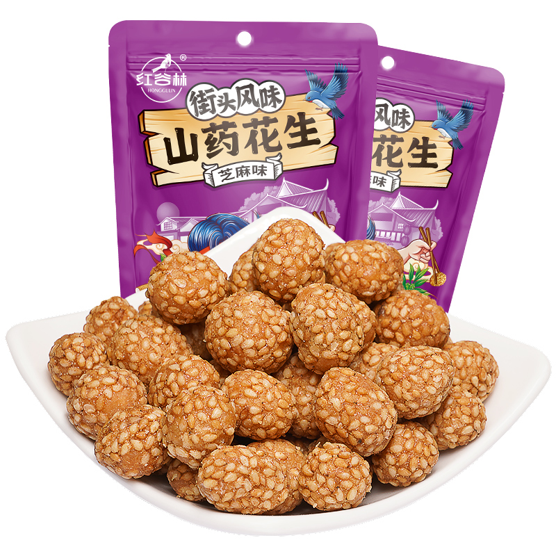 【QZ】红谷林山药花生豆（芝麻味）100g*3袋