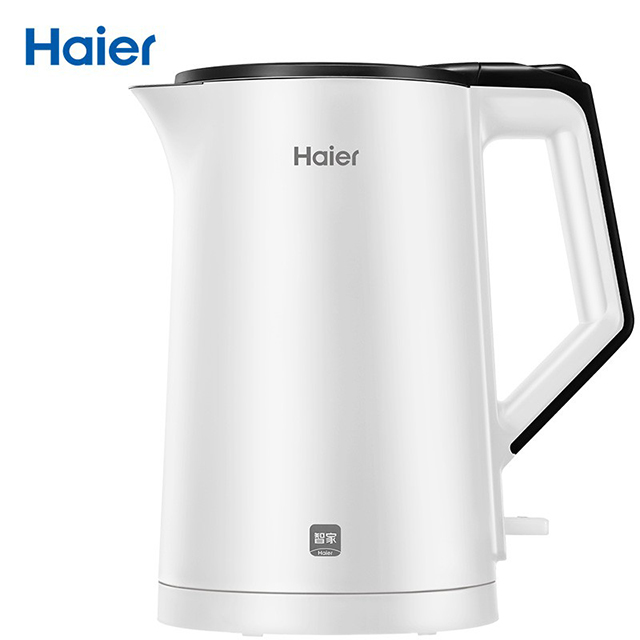 海尔（Haier）电水壶 双层防烫烧水壶 304不锈钢无缝内胆电热水壶1.7L大容量 粉色白色随机发货 HKT-K6S17W